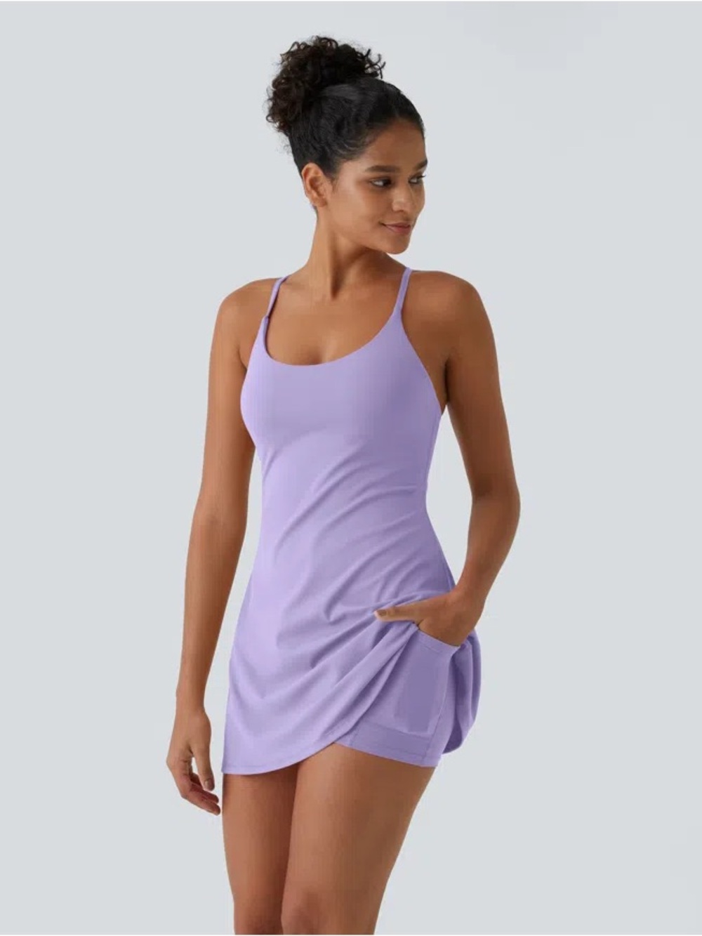HALARA Lavender Mini Dress with Built-In Shorts